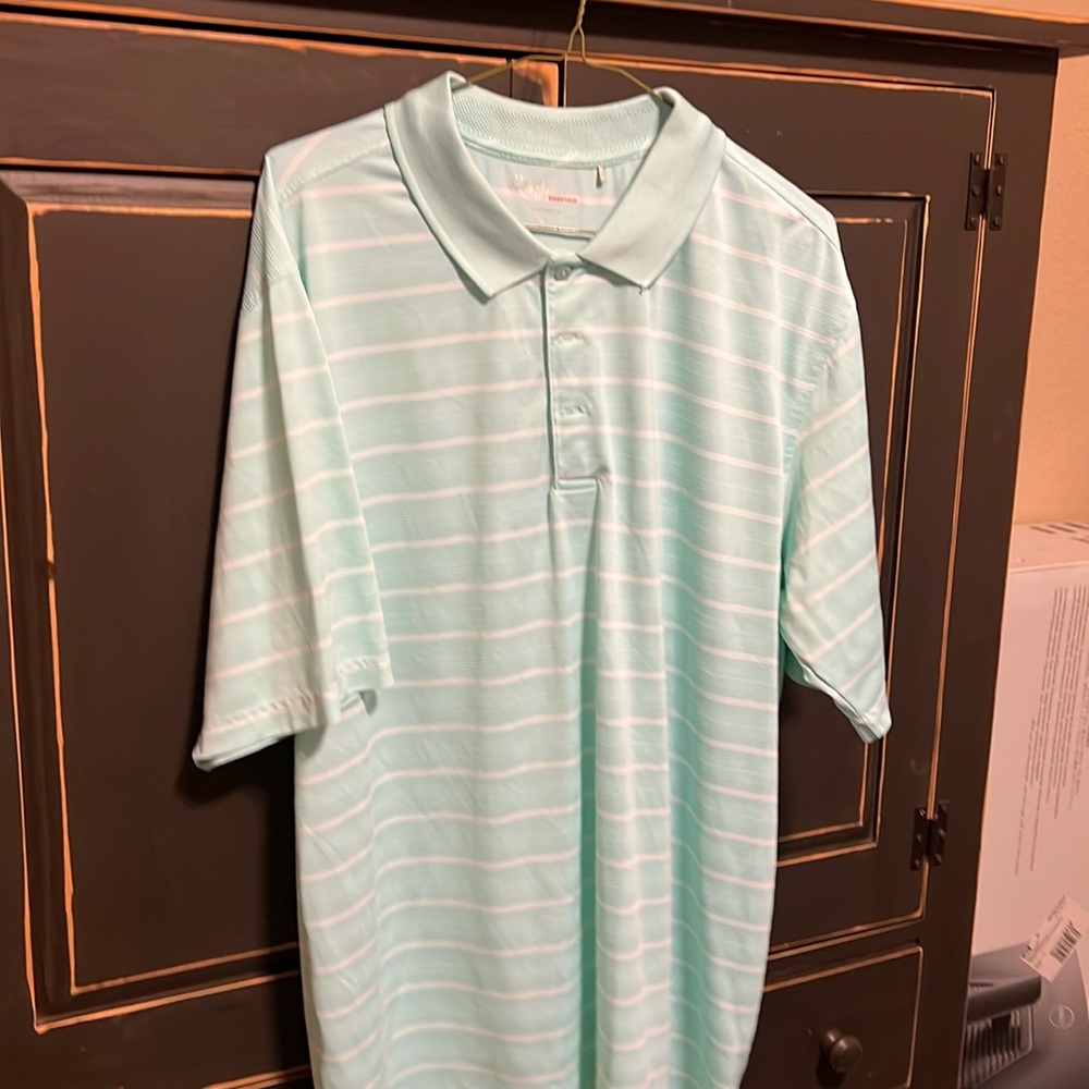 Walter Hagan seafoam, green collared golf shirt